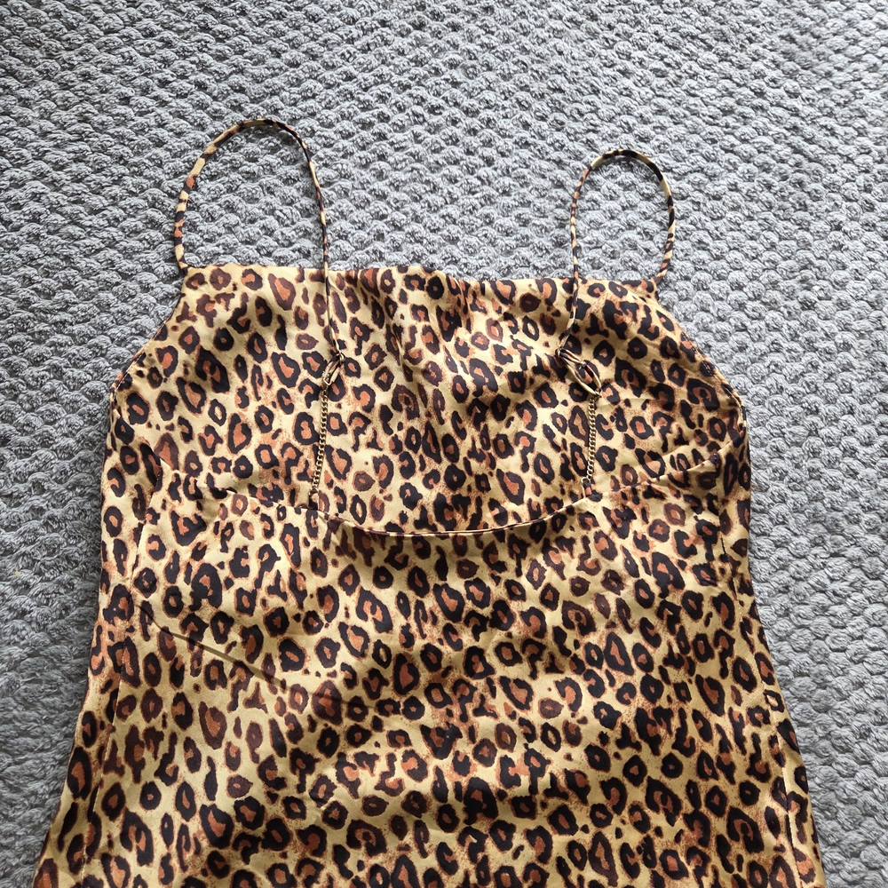 Zara Animal Lepard Gold Chain Detail Sexy Cowl Neck Club Summer - Picture 2 of 4